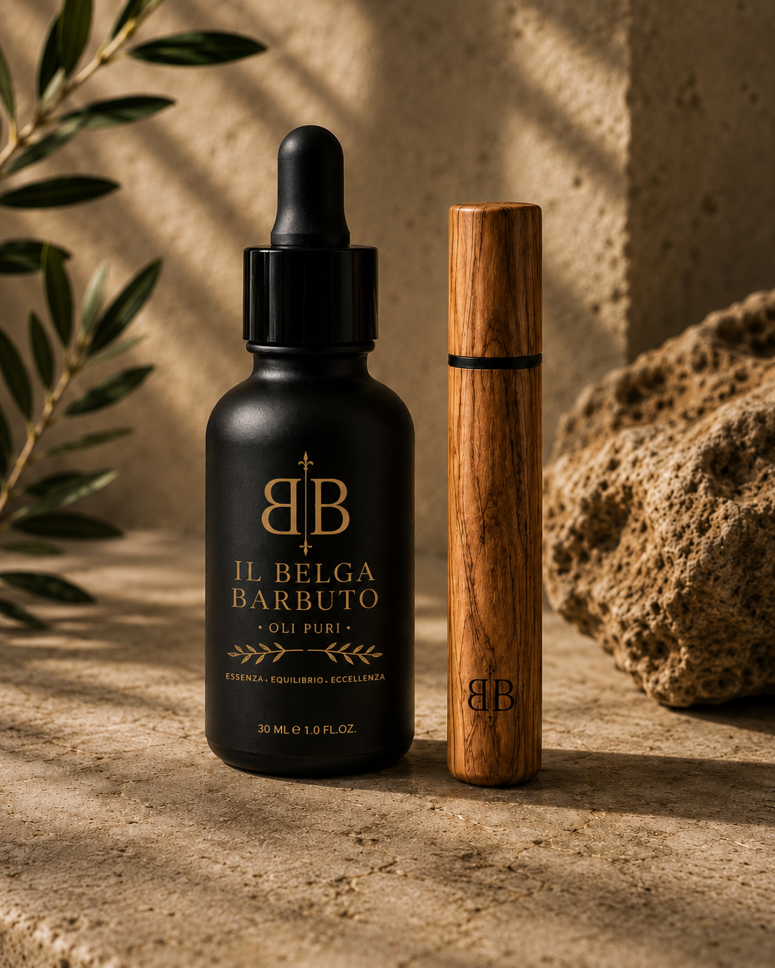 Il Belga Barbuto Olio da Barba No. 01 met houten reis-pipet — premium baardolie